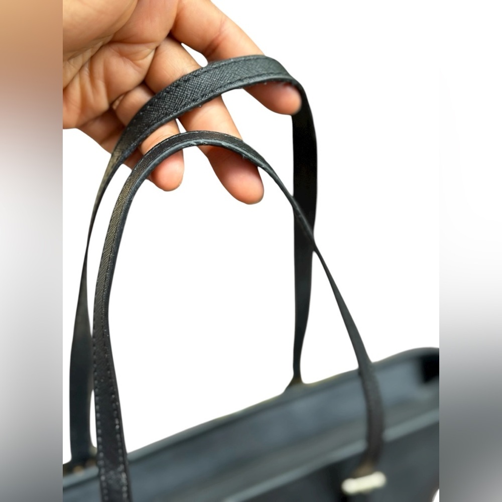Michael Kors Black Leather Tote with Gold Accents - Picture 8 of 13